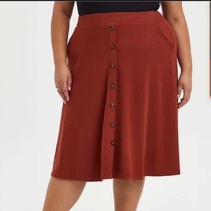 Torrid Ribbed Knit Button Front Midi Skirt